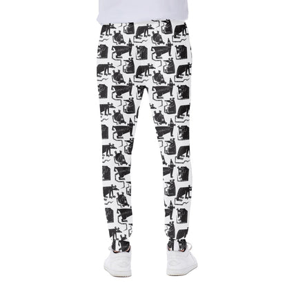 Black And White Rat Pattern Print Scuba Joggers