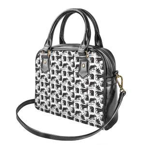 Black And White Rat Pattern Print Shoulder Handbag