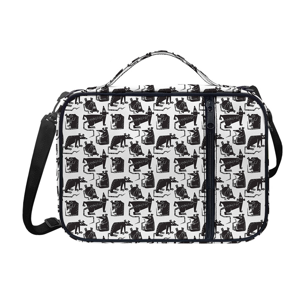 Black And White Rat Pattern Print Shoulder Strap Bible Bag