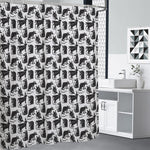 Black And White Rat Pattern Print Shower Curtain