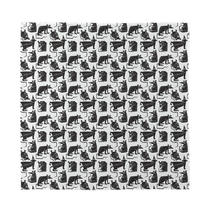 Black And White Rat Pattern Print Silk Bandana