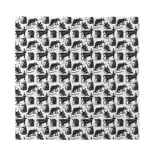 Black And White Rat Pattern Print Silk Bandana