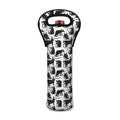 Black And White Rat Pattern Print Single Neoprene Wine Tote