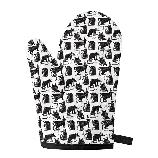 Black And White Rat Pattern Print Single Oven Mitt