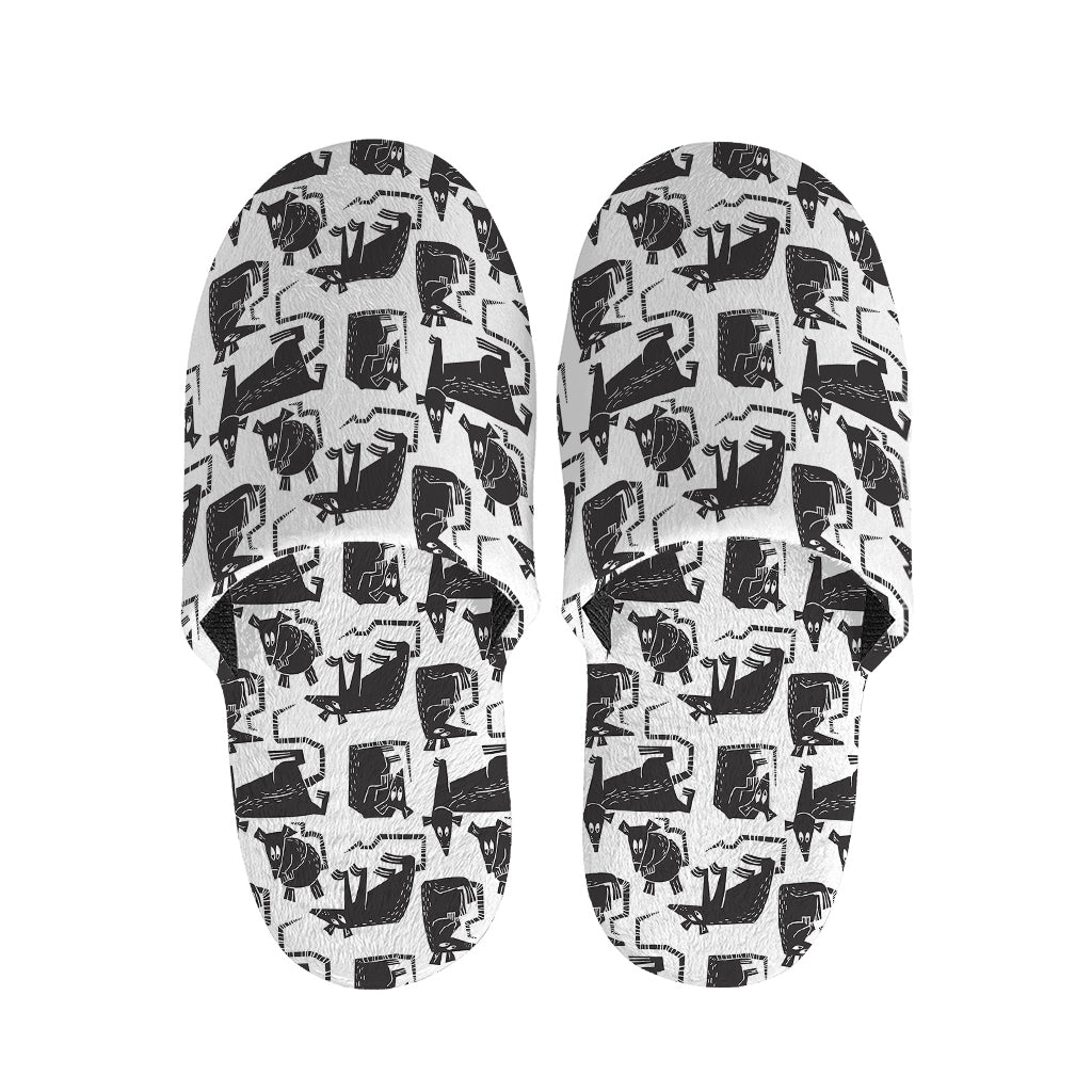 Black And White Rat Pattern Print Slippers