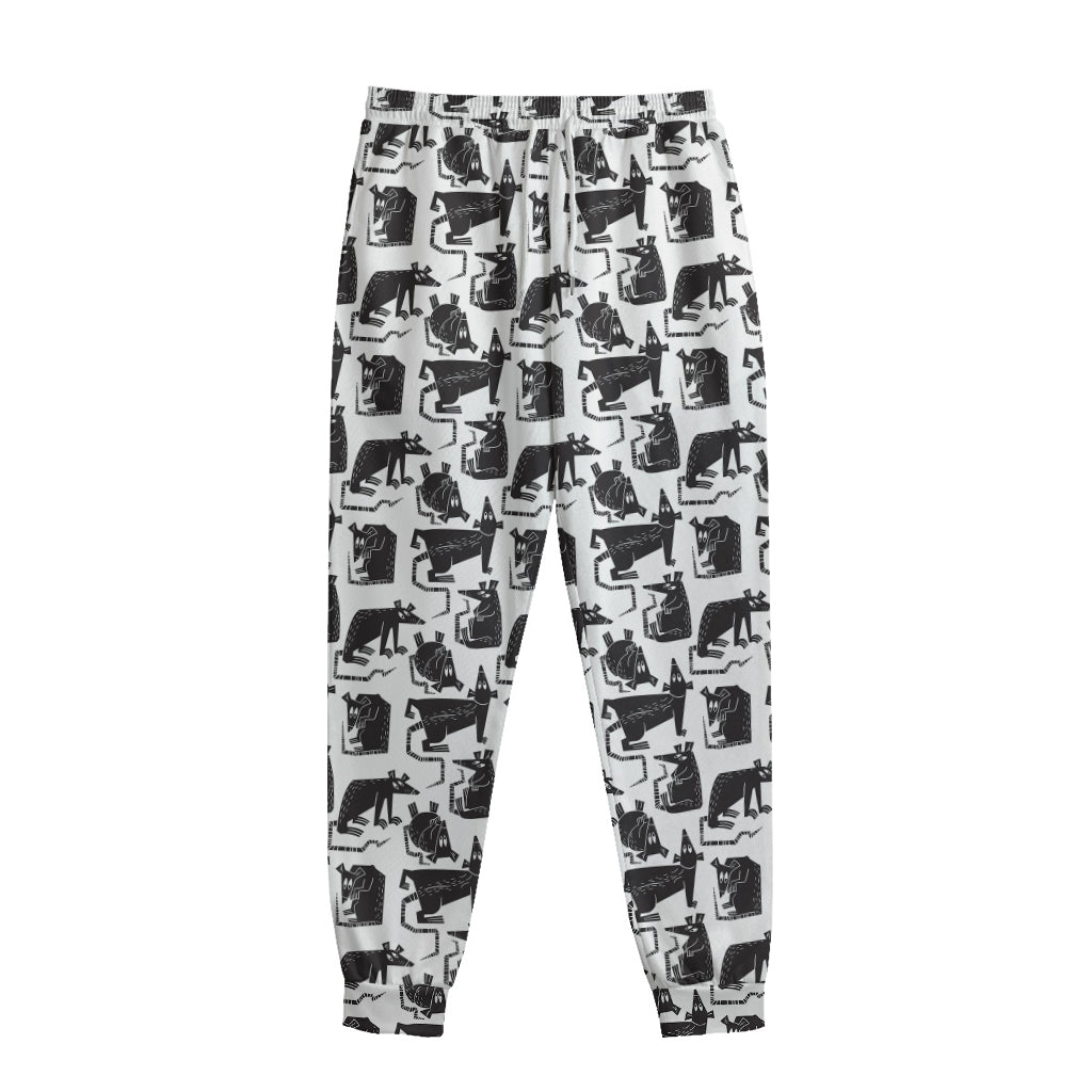 Black And White Rat Pattern Print Sweatpants