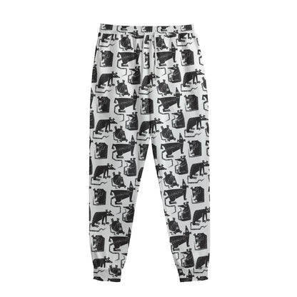 Black And White Rat Pattern Print Sweatpants