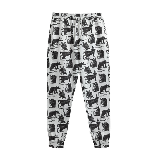 Black And White Rat Pattern Print Sweatpants