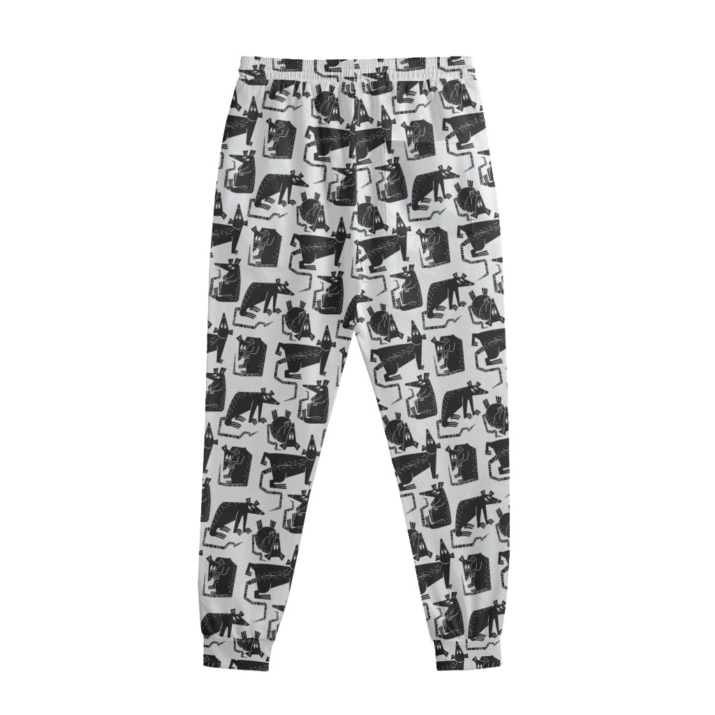 Black And White Rat Pattern Print Sweatpants