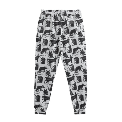Black And White Rat Pattern Print Sweatpants