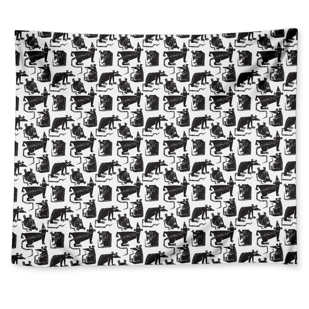 Black And White Rat Pattern Print Tapestry