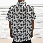 Black And White Rat Pattern Print Textured Short Sleeve Shirt