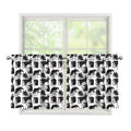 Black And White Rat Pattern Print Tier Curtains