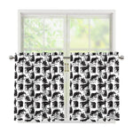 Black And White Rat Pattern Print Tier Curtains