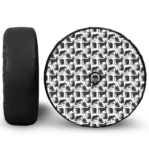 Black And White Rat Pattern Print Tire Cover With Camera Hole