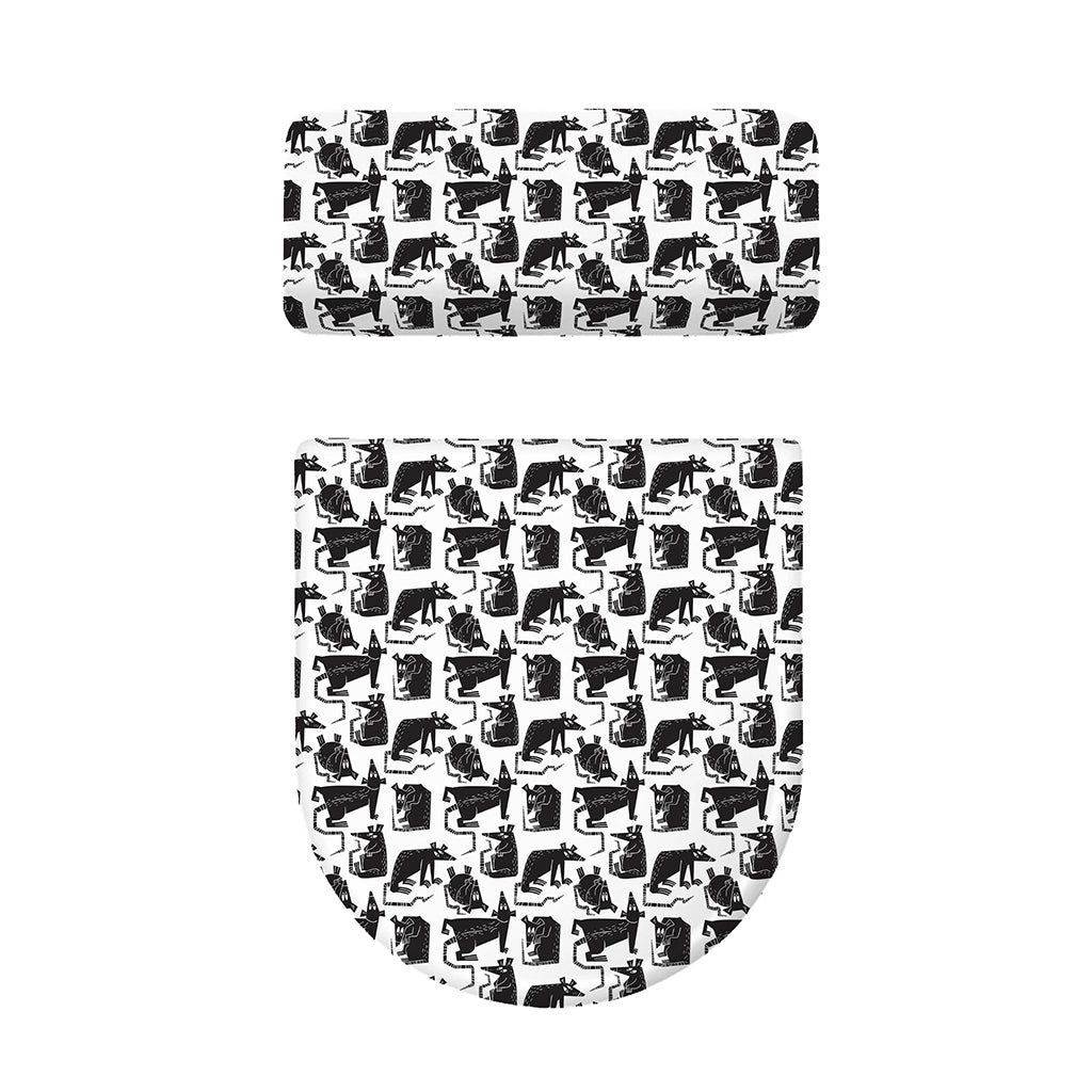 Black And White Rat Pattern Print Toilet Lid And Tank Cover Set
