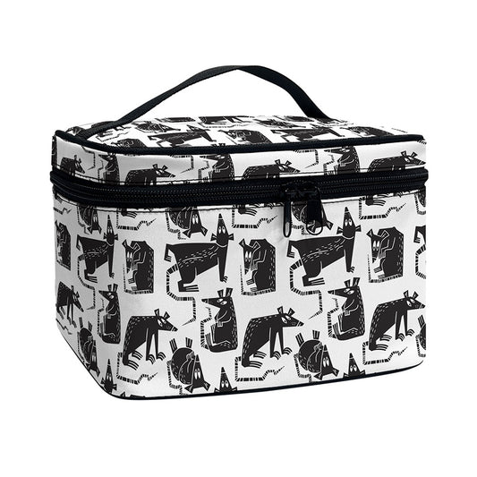 Black And White Rat Pattern Print Travel Makeup Bag