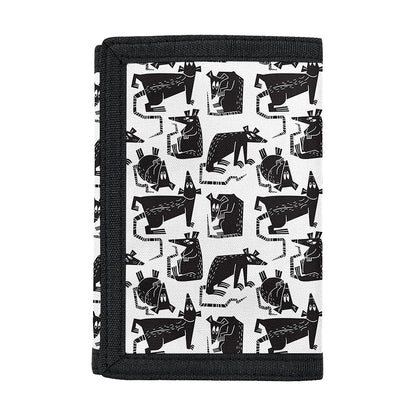Black And White Rat Pattern Print Trifold Wallet