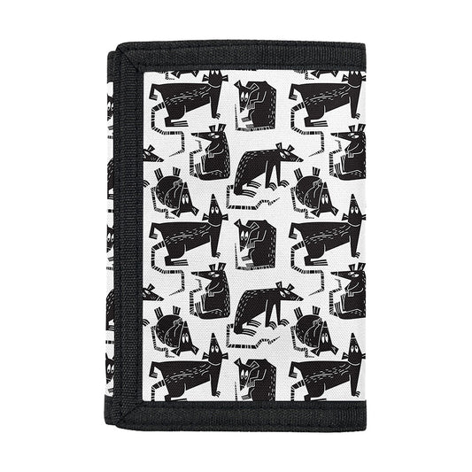 Black And White Rat Pattern Print Trifold Wallet