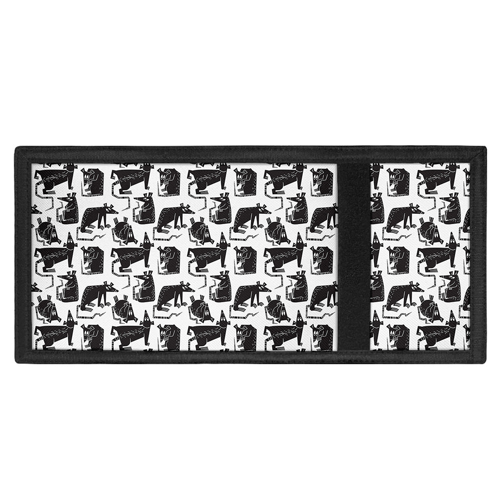Black And White Rat Pattern Print Trifold Wallet