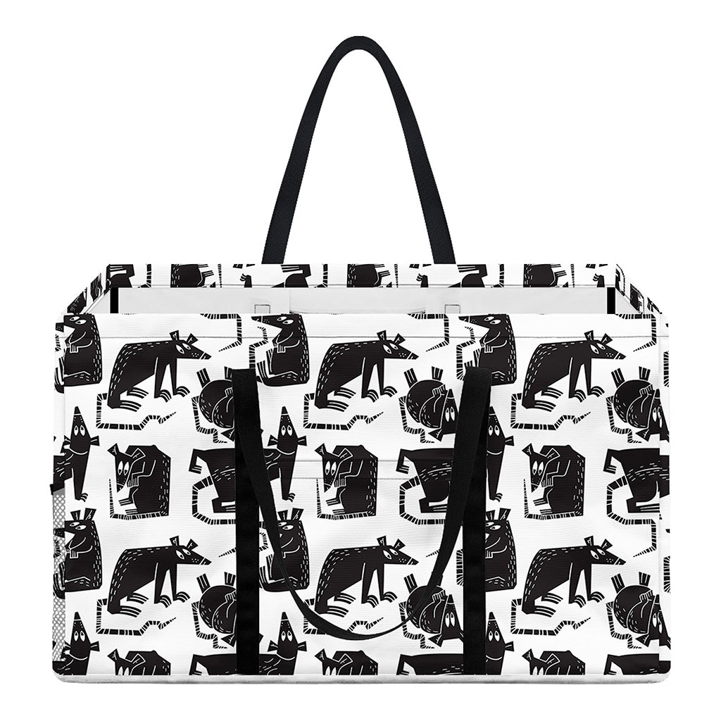 Black And White Rat Pattern Print Utility Tote Bag