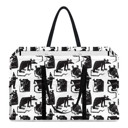 Black And White Rat Pattern Print Utility Tote Bag