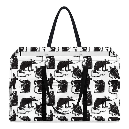 Black And White Rat Pattern Print Utility Tote Bag