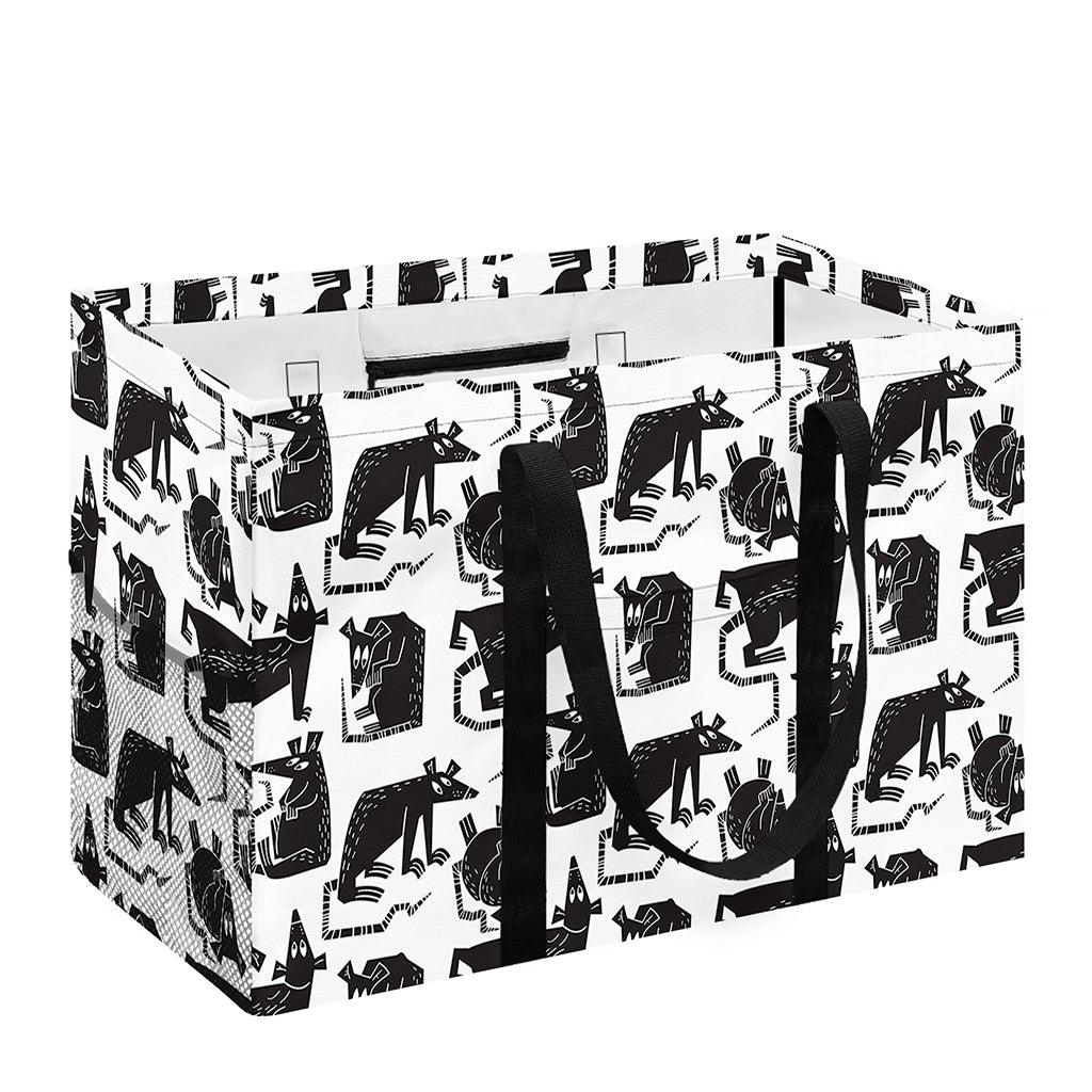 Black And White Rat Pattern Print Utility Tote Bag