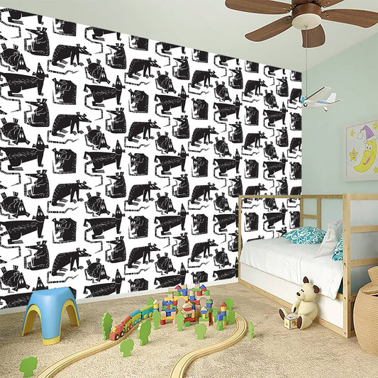 Black And White Rat Pattern Print Wall Sticker