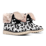 Black And White Rat Pattern Print Winter Boots