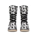 Black And White Rat Pattern Print Winter Boots