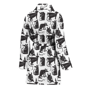 Black And White Rat Pattern Print Women's Bathrobe