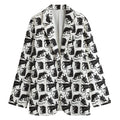 Black And White Rat Pattern Print Women's Cotton Blazer