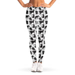 Black And White Rat Pattern Print Women's Leggings