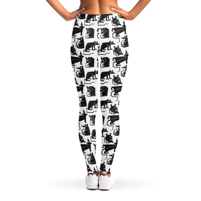 Black And White Rat Pattern Print Women's Leggings