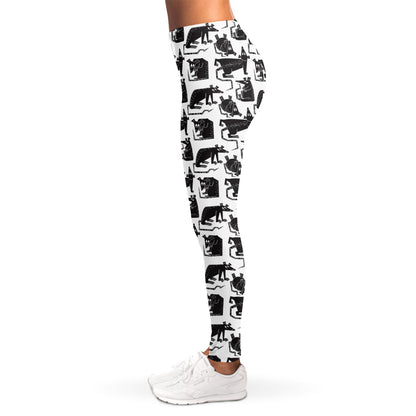 Black And White Rat Pattern Print Women's Leggings