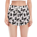 Black And White Rat Pattern Print Women's Split Running Shorts