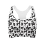 Black And White Rat Pattern Print Women's Sports Bra
