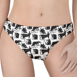 Black And White Rat Pattern Print Women's Thong