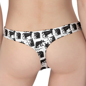 Black And White Rat Pattern Print Women's Thong