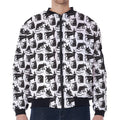 Black And White Rat Pattern Print Zip Sleeve Bomber Jacket