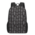 Black And White Robot Pattern Print 17 Inch Backpack