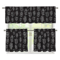 Black And White Robot Pattern Print 3 Piece Kitchen Curtains