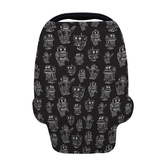 Black And White Robot Pattern Print Baby Seat Cover