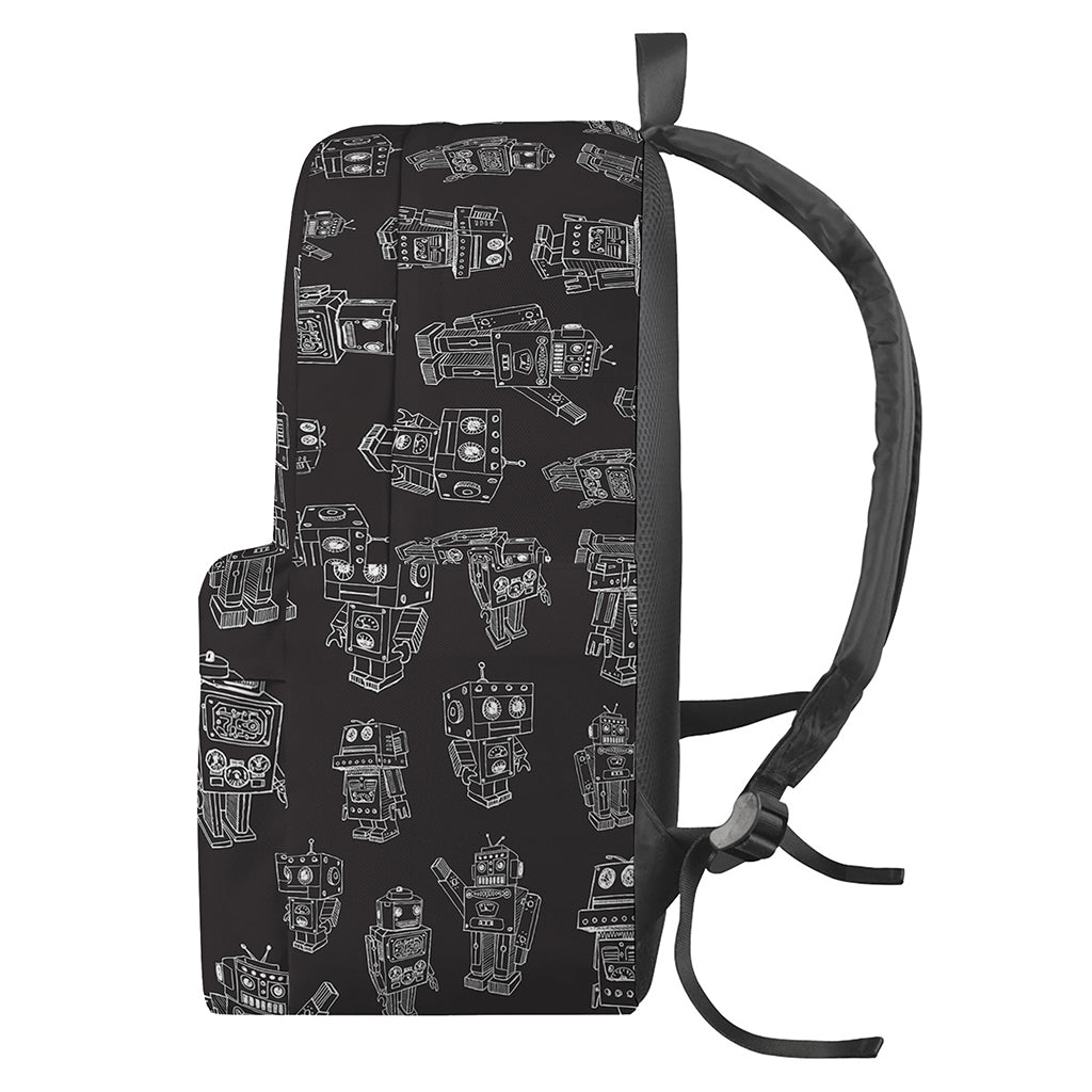 Black And White Robot Pattern Print Backpack