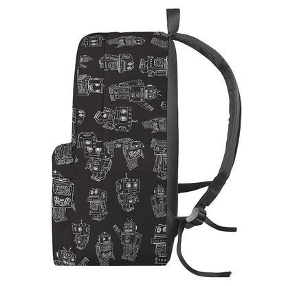 Black And White Robot Pattern Print Backpack