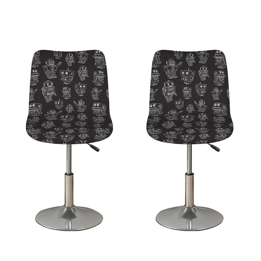 Black And White Robot Pattern Print Bar Stool Covers
