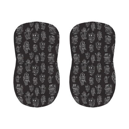 Black And White Robot Pattern Print Bar Stool Covers