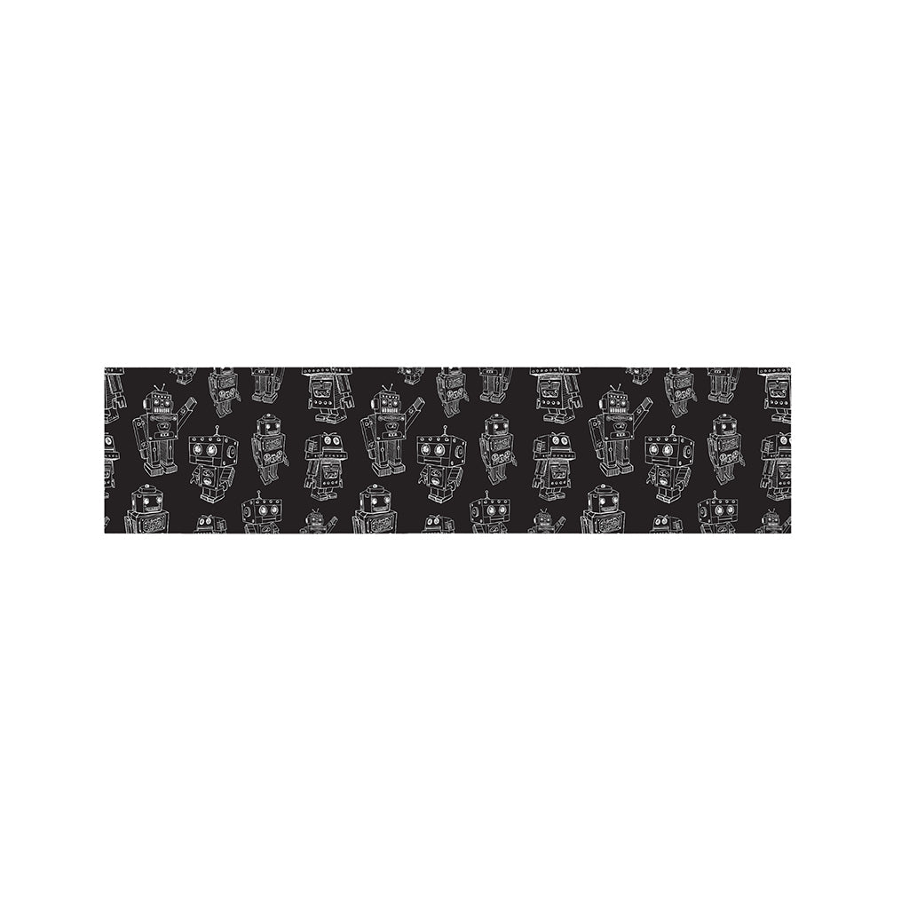 Black And White Robot Pattern Print Bed Runner