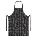 Black And White Robot Pattern Print Bib Apron With Pocket